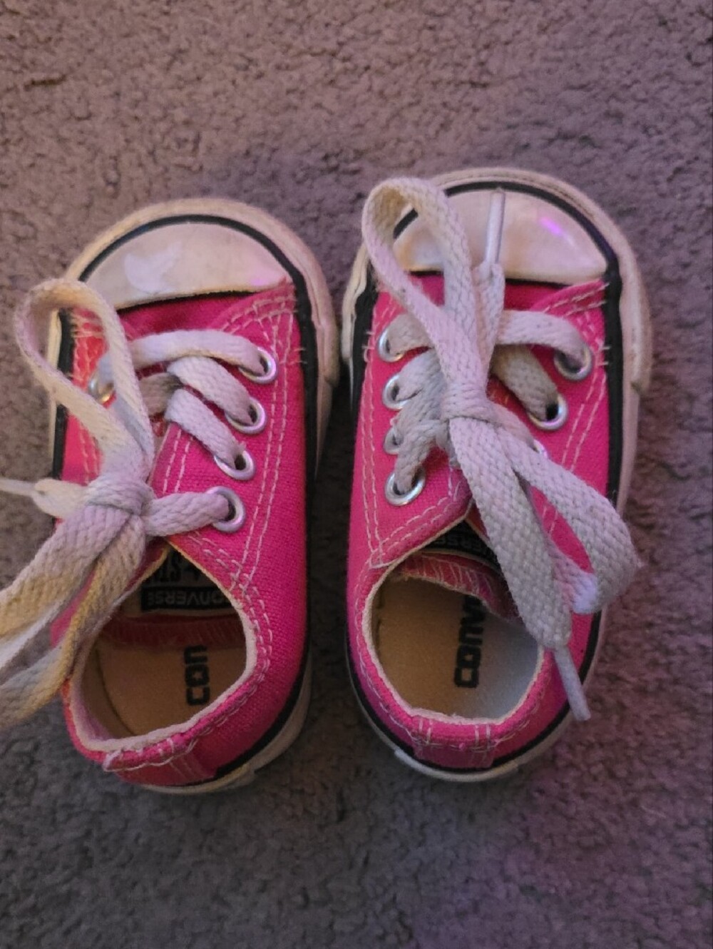 Kids Hot Pink Canvas Lace-Up Sneakers with White Trim